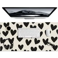 MuchoWow Gaming Mauspad Herzen - Schwarz - Beige (1-St), Gaming Mauspad XXL, Schreibtischunterlage, Desk Mat Groß, 80x40 cm
