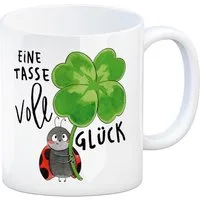 speecheese Tasse Marienkäfer Kaffeebecher mit Spruch Eine Tasse voll Glück