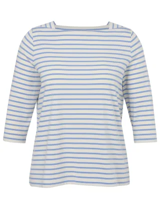 VIA APPIA DUE - T-Shirt Karree 3/4 Arm Ringel beige / bleu - Gr. - 46