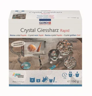 GLOREX 6 2101 500 - Crystal-Gießharz ca. 150 g passender Härter enthalten 24-36 Stunden Aushärtezeit transparent mischbar ideal zur Schmuckherstellung für kreative Bastelarbeiten