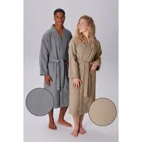 OTTO home Unisex-Bademantel Merida, Waffelpiqué, Premium Qualität, 500 g/m², Morgenmantel, Langform, Frottier, Kimono-Kragen, Gürtel, Hotelbademantel, dicke Qualität, S-2XL, auch ideal für Sauna & Spa