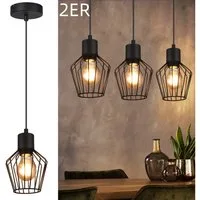 ZMH Pendelleuchte Esszimmer Schwarz 1 Flammig Industrie Esstisch Hängend Lampe für Küche, Robuste Struktur, Einfache Installation, ohne Leuchtmittel, Einstellbare Länge MAX. 40W Schlafzimmer Cafe