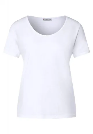 Street One - Shirt mit Dekosaum weiß - Gr. - 40