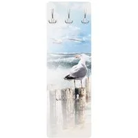 Bilderdepot24 Garderobenpaneel blau Natur Strand Meer Tiere No.YK3 Absolut Sylt Design (ausgefallenes Flur Wandpaneel mit Garderobenhaken Kleiderhaken hängend), moderne Wandgarderobe - Flurgarderobe im schmalen Hakenpaneel Design