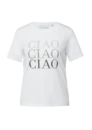 comma - Jersey-T-Shirt mit Artwork weiß - Gr. - 36