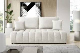 Sofa 3-Sitzer mit Schlaffunktion NINA Stoff Soft Weiß