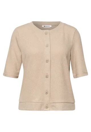 Street One - Kurzarm Jacke im Strick-Look timeless beige - Gr. - 40
