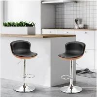 HOMCOM Barhocker Barstuhl mit Rückenlehne (Esszimmerstuhl, 2 St., Bistrohocker), Schwarz+Silber 46 x 53,5 x 85-106 cm