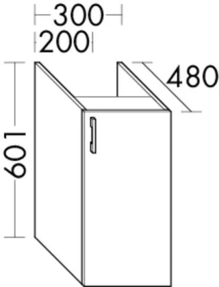 Burgbad Unterschrank Sys30 PG3 Diago 601x300x480 Schwarz Solid Matt, WUZY030LF6560 WUZY030LF6560
