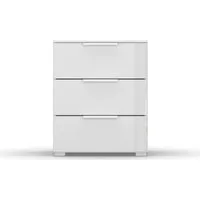 rauch Nachtkommode Nachttisch Nachtkonsole Nachtschrank SKAT MERIDIAN (inkl. SOFT-CLOSE-FUNKTION), mit 3 Schubladen mit Glasfront in elegantem Design MADE IN GERMANY