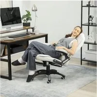 Vinsetto Schreibtischstuhl Bürostuhl mit Vibrationsmassage, Heiz-, Liegefunktion (Massagesessel, 1 St), für Wohnbereich, Weiß
