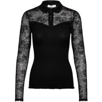 rosemunde Langarmshirt Beatha lace shirt Langarm, mit Polokragen und Knöpfen, mit Spitze, Seidenmix