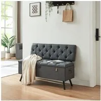 en.casa Sitztruhe, »Malmöhus« Sitzbank mit Stauraum gepolstert 110x48x75cm Dunkelgrau