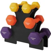 SONGMICS Hantel-Set 3 Paar, Aufbewahrung, Fitnessstudio, Krafttraining, rutschfeste Neopren-Beschichtung