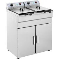 Royal Catering Fritteuse RCKF 16DSH, 12000 W, 2 x 16 L mit Unterschrank Doppel Kaltzone 400 V