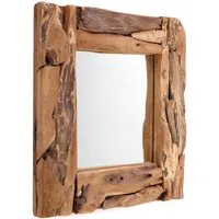 DESIGN DELIGHTS Wandspiegel WURZELHOLZ SPIEGEL "BEACHSIDE", 50x50 cm, Holzrahmen, Wandspiegel