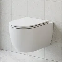 HOROW Tiefspül-WC Wand WC Spülrandlos, Hänge WC Keramik, Toilette inkl. Toilettendeckel, wandhangend , Abgang waagerecht, WC 54×36×35,5cm, 360° Einloch Spülung Flachspül-WC mit Soft-Close