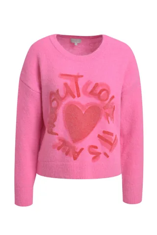 Milano Italy - raglan pullover turtle neck 1/1 sleeve pink print - Gr. - XXL