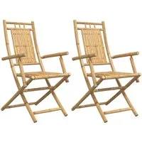 vidaXL Gartenstuhl Gartenstühle 2 Stk. Klappbar 53x66x99 cm Bambus (2 St)