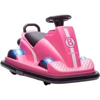 AIYAPLAY Elektro-Kinderauto um 360 Grad drehbar, Lenkrad, LED-Lichter, Belastbarkeit 30 kg, (1-tlg), Musikfunktion, 3-8 Jahre, Rosa