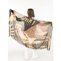 Zwillingsherz Schal "Leopard", transparent, Leomuster