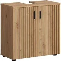 welltime Waschbeckenunterschrank MANI, Paneeloptik, 2 Türen, 2 Fächer (1-St) WBU, Waschbeckenunterschrank, Bad, Badezimmer, Unterschrank