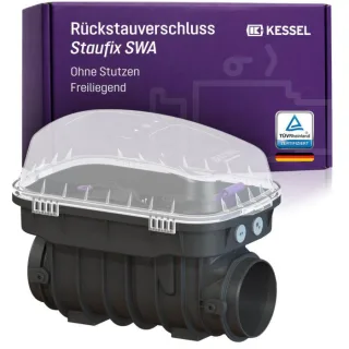 KESSEL Rückstauverschluss Staufix SWA ohne Stutzen 73000.10 freiliegend, für fäkalienfreies Abwasser, 2 mechanische Rückstauklappen, Notverschluss, Typ 2