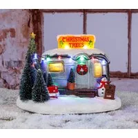Spetebo Weihnachtsszene LED Weihnachtsstadt Szene "Baumverkauf" - 25 cm, beleuchtet