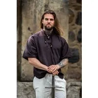 Leonardo Carbone Wikinger-Kostüm Mittelalter-Kurzarmhemd Braun "Eric"