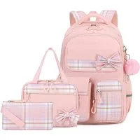 MOPUEA Schulrucksack Schulrucksack Set Schultasche 3-teilig mit Lunchtasche Federmappe (Set, 3-tlg., Atmungsaktiv Wasserabweisender), Leicht Schulrucksack Teenager für Schule, Reisen und Freizeit