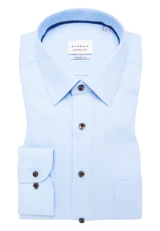 ETERNA - Hemd Natté Langarm hellblau - Gr. - 46/Langarm - 65cm