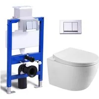 HOROW Vorwandelement WC Toilette Komplettset hänge wc Set Komplett, Hänge WC mit WC Sitz mit Absenkautomatik, Toilette Komplettset, Toilette mit Spülkasten