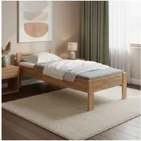 skølm Massivholzbett Fenrir, Seniorenbett mit Komforthöhe 51 cm (90x200 cm), Einzelbettgestell aus Eichenholz geölt, auch verfügbar in 100x200 cm
