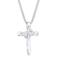 Elli Collierkettchen Kreuz Modern mit Kristalle 925 Silber