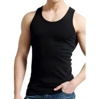 cwonlineshop Unterhemd Tank Top Achselshirt für Herren« (4 St), Feinripp aus 100% Baumwolle Schwarz