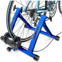 relaxdays Rollentrainer Fahrrad Rollentrainer mit 6 Gängen, blau
