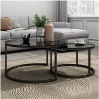 Vicco Couchtisch Montreal, Schwarz, 77 x 77 cm 2 Teile (2-St)