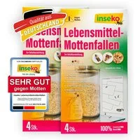 Inseko Klebefalle 8x inseko Lebensmittelmotten Falle I insektizidfrei und geruchlos, Pheromonfalle gegen Lebensmittelmotten und zur Befallsermittlung