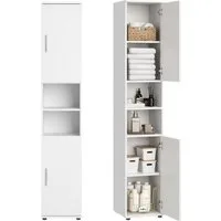 Home Collective Badkommode Badezimmerschrank Hochschrank 6 Fächer – robust & pflegeleicht, 35x35x187 cm (BxTxH), Weiß, 2 Türen, vielseitig & kompakt