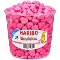 HARIBO Süßigkeit, Haribo Herzbeben Schaumzucker mit Kirschgeschmack in der Dose 1200g