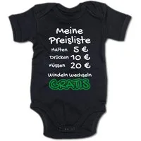 G-graphics Kurzarmbody Meine Preisliste – Halten, Drücken, Küssen, Windeln wechseln Baby Body mit Spruch / Motiv / Aufdruck • zur Geburt / Babyparty