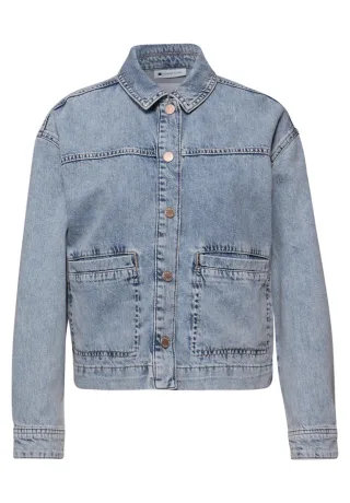 Street One - Jeansjacke in lockerer Passform mit aufgesetzten Taschen blau - Gr. - 38