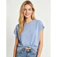MIRROSI Sweatshirt Damen Ringelshirt Ärmellos Kurzarm Shirt Oversize Ringelshirt, One Size Passform (ca. Gr. 34–40), Made in Italy