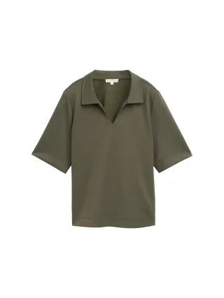Tom Tailor - T-Shirt mit Polokragen deep forest green - Gr. - S