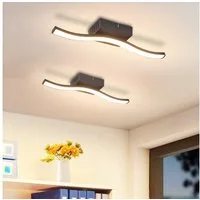 ZMH LED Deckenleuchte Wohnzimmer Schwarz Wellen Design Modern Deckenlampe 3000K Flur Küche, Warmweiß, 6/12W Küchenlampe Innen Schlafzimmerlampe