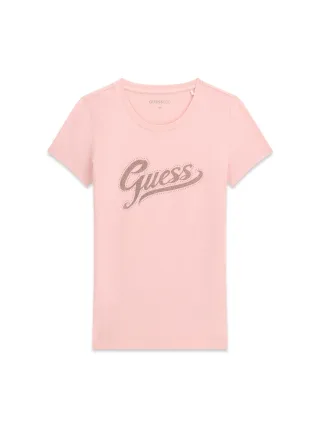Guess - SS CN GLITTER LOGO TEE PINK ROSES - Gr. - S