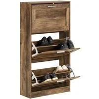 SoBuy Schuhschrank FSR137-L, Schuhkipper Schuhablage Schuhregal Schuhkommode Schuhbank 3 Klappen, Schuhschrank schmal, perfekt für schmale Flure, für 18 Paar
