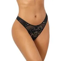 Axami String String in schwarz mit Tüll transparent Slip (einzel, 1-St)