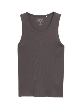 Denim Tom Tailor - Ripp Tanktop aus Baumwolle pavement grey - Gr. - S