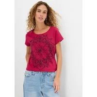bonprix T-Shirt gerade Passform, Kurzarm, mit dekorativem Druck, aus Baumwolle